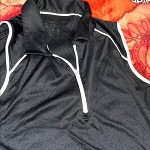 Nike Black and White Sleeveless Polo
